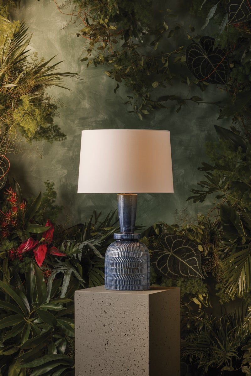 Artisan ceramic table lamp with organic sculptural form